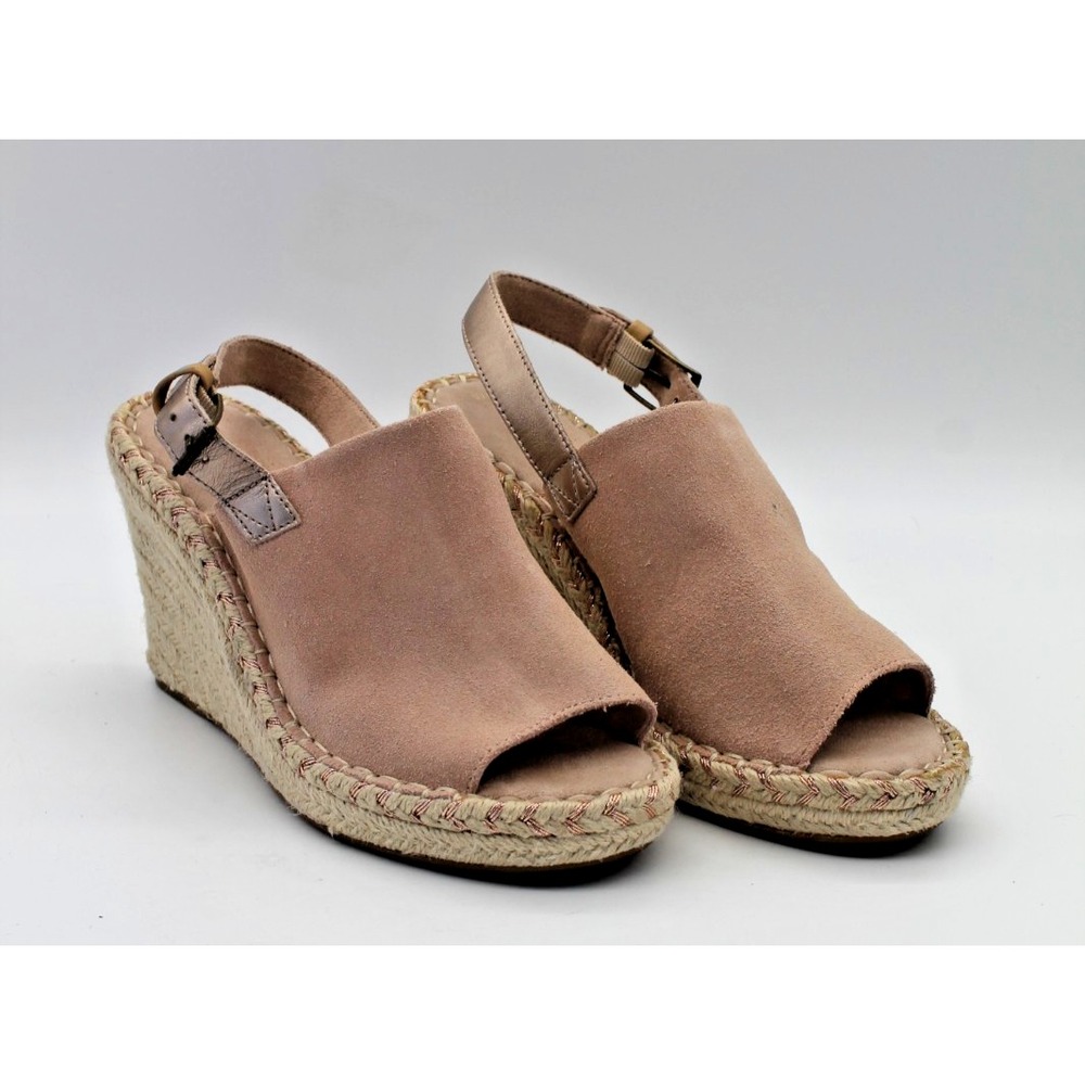 Toms Monica Suede Espadrille Wedge Platform Sandals Blush Pink 7.5 10015134